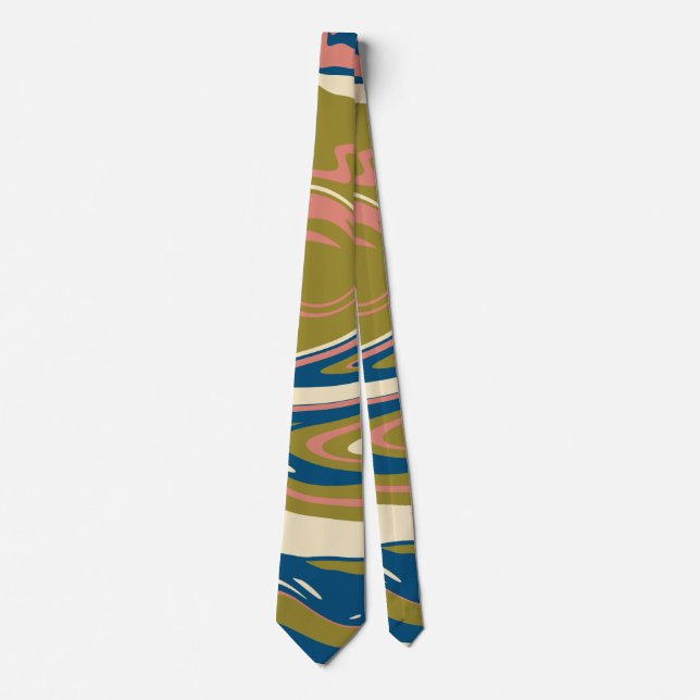 Spill - Blue, Olive Green, Pink and Cream Tie (Front)