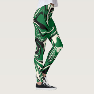 Spill - Green, Cream and Black Leggings