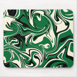 Spill - Green, Cream and Black Mouse Pad