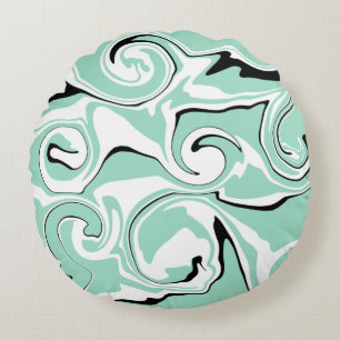 Spill - Green (Mint) Round Cushion