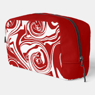 Spill in Red and White retro, marble swirl Dopp Kit