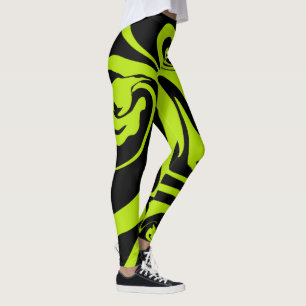 Spill - Lime Green and Black Leggings