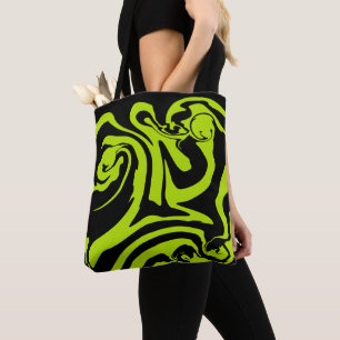 Spill - Lime Green and Black Tote Bag