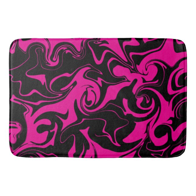 Spill - Magenta and Black Bath Mat (Front)