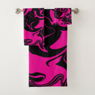 Spill - Magenta and Black Bath Towel Set