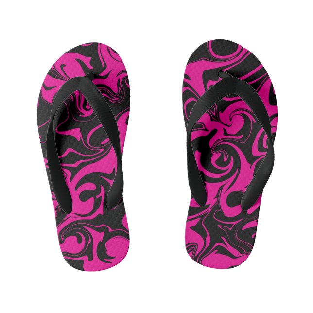 Spill - Magenta and Black Kid's Thongs (Footbed)