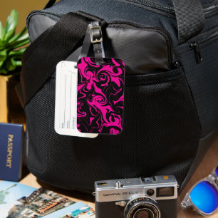 Spill - Magenta and Black Luggage Tag