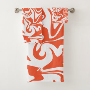 Spill - Orange and White Bath Towel Set