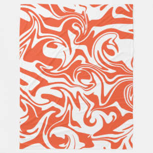 Spill - Orange and White Fleece Blanket
