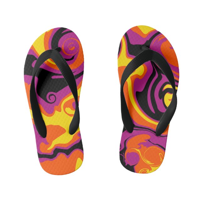 Spill - Orange, Black, Pink and Yellow  Kid's Thongs (Footbed)