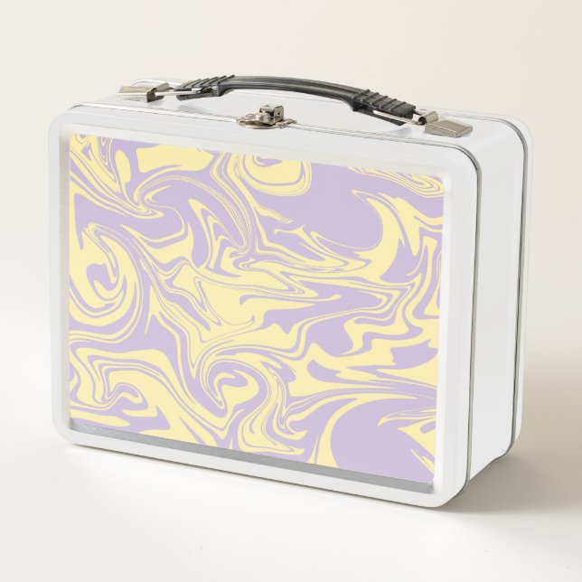Spill - Pastel Yellow and Purple Metal Lunch Box (Front)