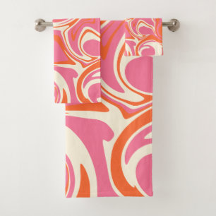Spill - Pink, Orange and Cream Bath Towel Set