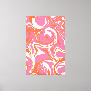 Spill - Pink, Orange and Cream Canvas Print