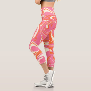 Spill - Pink, Orange and Cream Capri Leggings