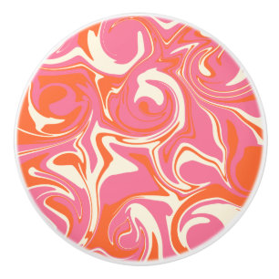 Spill - Pink, Orange and Cream Ceramic Knob