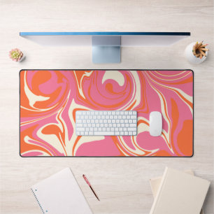 Spill - Pink, Orange and Cream Desk Mat