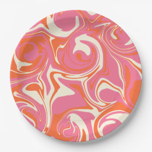 Spill - Pink, Orange and Cream Paper Plate