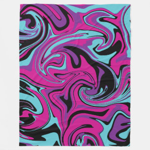 Spill - Pink, Purple, Blue and Black Fleece Blanket