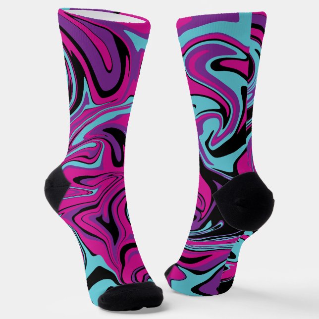 Spill - Pink, Purple, Blue and Black Socks (Angled)