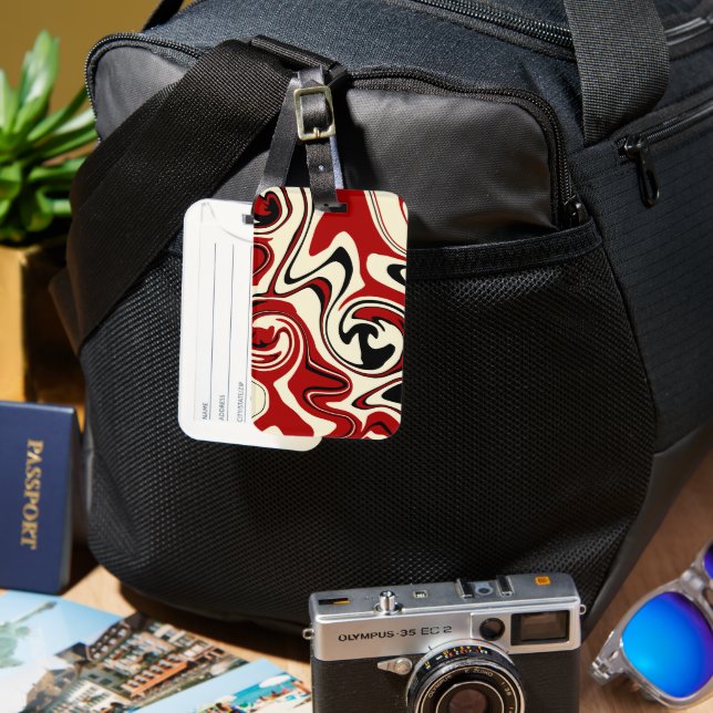 Spill - Red & Cream Luggage Tag (Front & Back)