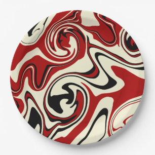 Spill - Red & Cream Paper Plate