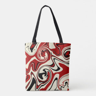 Spill - Red & Cream Tote Bag