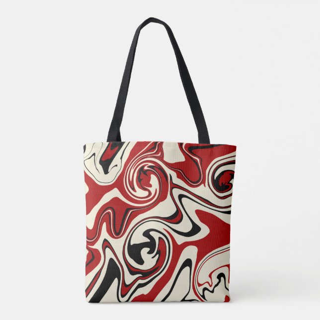 Spill - Red & Cream Tote Bag (Back)