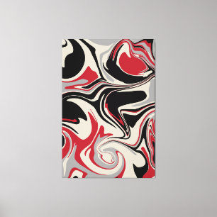 Spill - Red, Grey, Black and Bone White Canvas Print