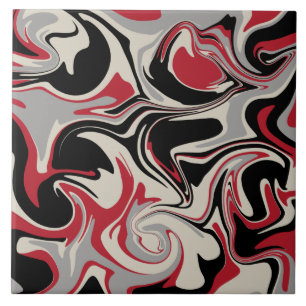 Spill - Red, Grey, Black and Bone White Ceramic Tile