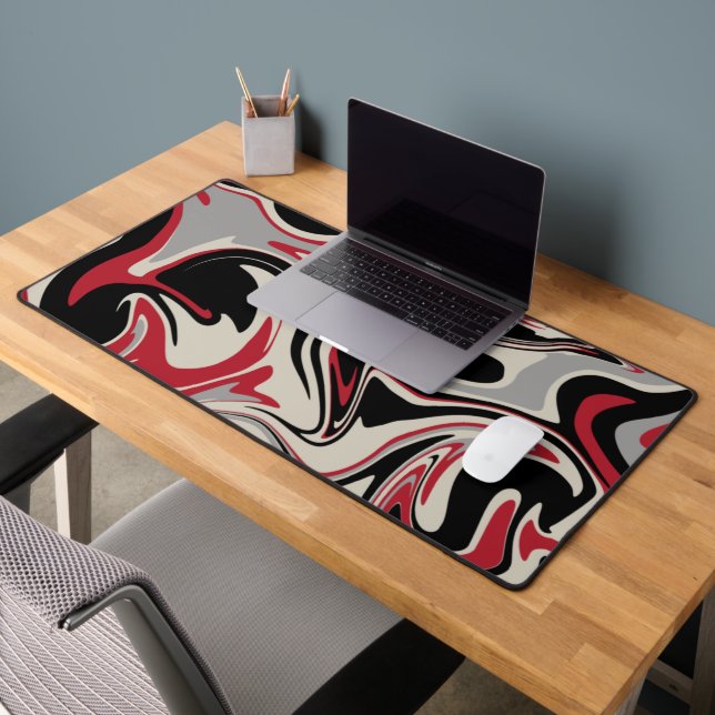Spill - Red, Grey, Black and Bone White Desk Mat (Office 2)