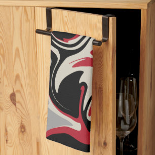 Spill - Red, Grey, Black and Bone White Tea Towel