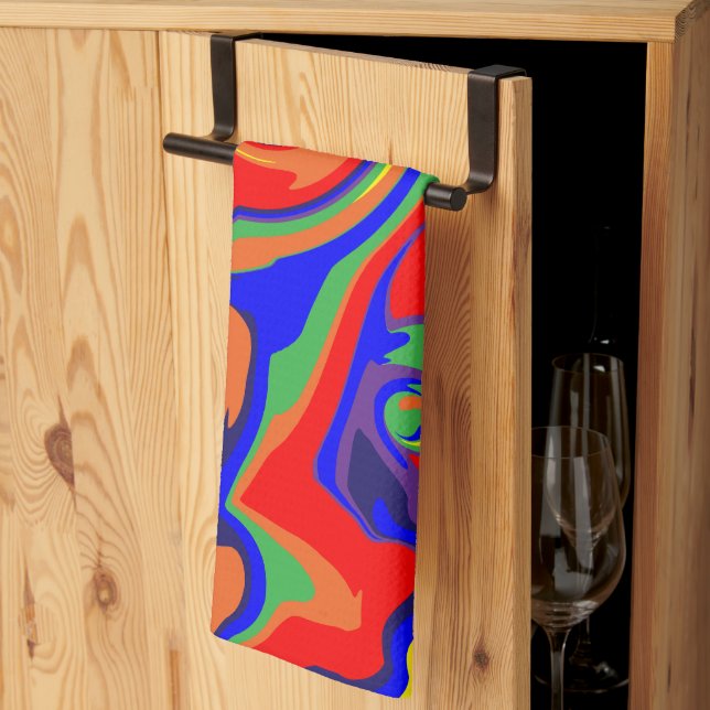 Spill - swirling liquid rainbow tea towel (Thirds Fold)