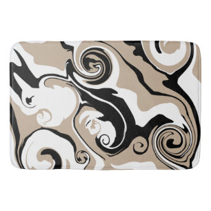 Spill - Taupe, Black and White Bath Mat