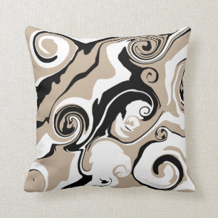 Spill - Taupe, Black and White Cushion