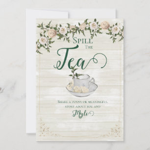 Spill the Tea Bridal Shower Flat Advice Card