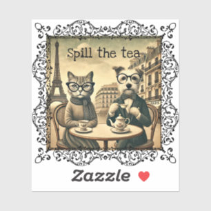 Spill the tea Cat & Dog Vintage