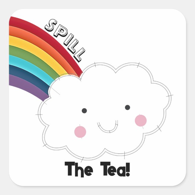 Spill the Tea Cloud and Rainbow Sticker (Front)