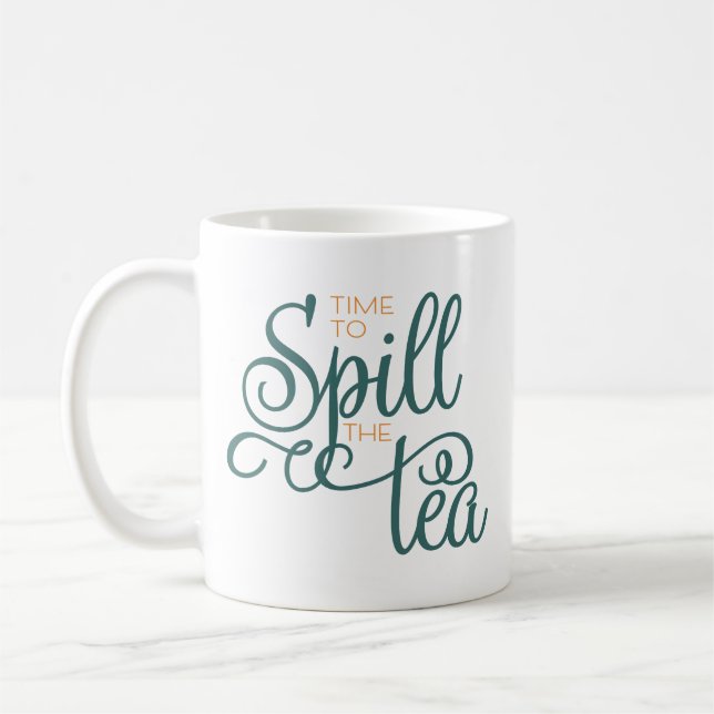 Spill the Tea Sassy Typography Green Coffee Mug (Left)
