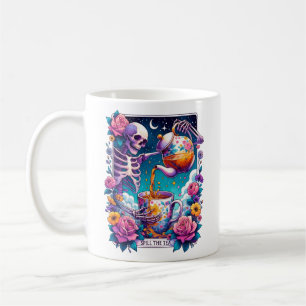 Spill The Tea Skeleton Tarot Card Coffee Mug