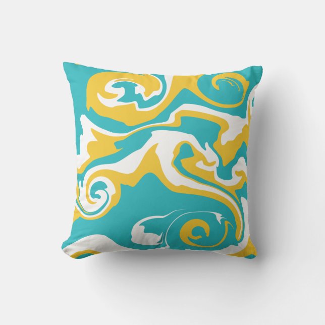 Spill - Turquoise and Yellow Cushion (Front)