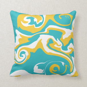 Spill - Turquoise and Yellow Cushion