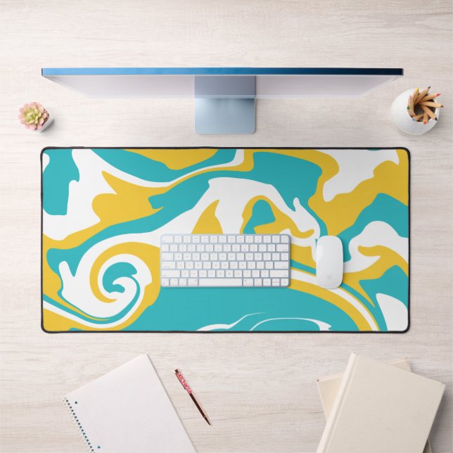 Spill - Turquoise and Yellow Desk Mat (Office 1)