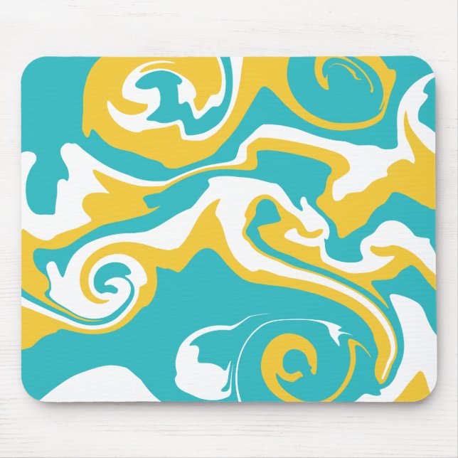 Spill - Turquoise and Yellow Mouse Pad (Front)