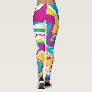 Spill - Turquoise, Yellow, Pink and White Leggings