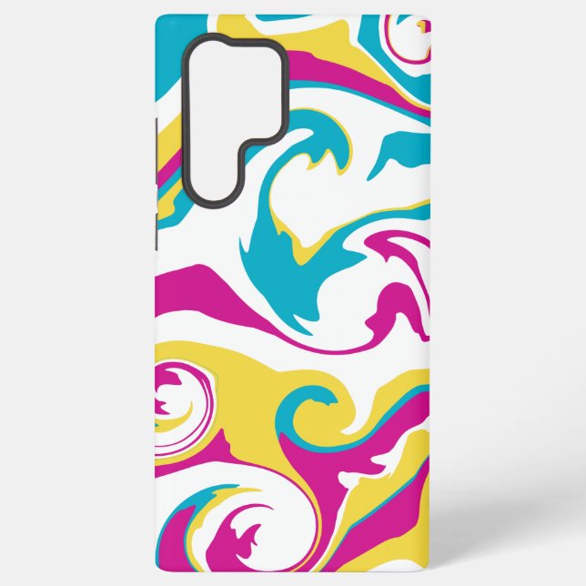 Spill - Turquoise, Yellow, Pink and White Samsung Galaxy S22 Ultra Case (Back)