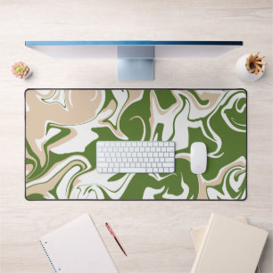 Spill - White, Sand and Palm Green Desk Mat