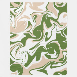 Spill - White, Sand and Palm Green Fleece Blanket