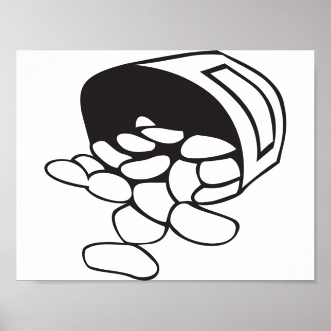 Spilled Beans Black and White Outline Poster (Front)