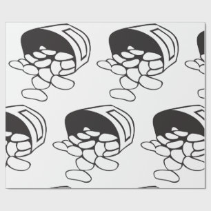 Spilled Beans Black and White Outline Wrapping Paper