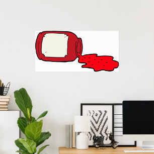 Spilled Jam Cute Red Jelly Jar  Poster